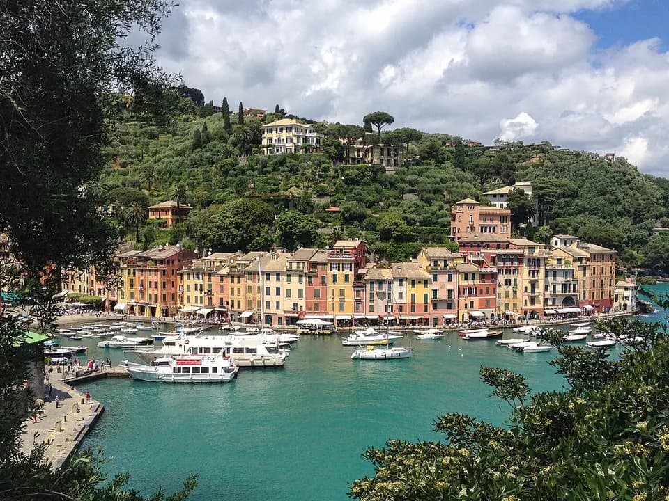 The painted harbour-front houses of Portofino in Liguria