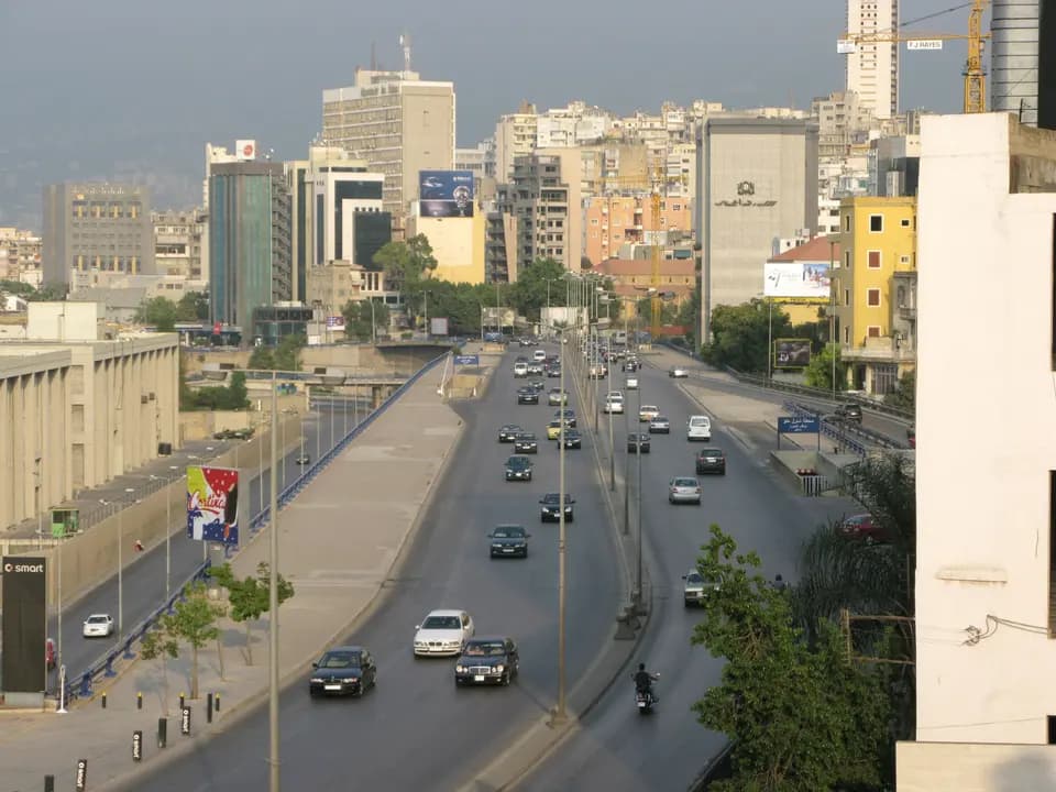 Apartment buildings in central Beirut above the Mediterranean