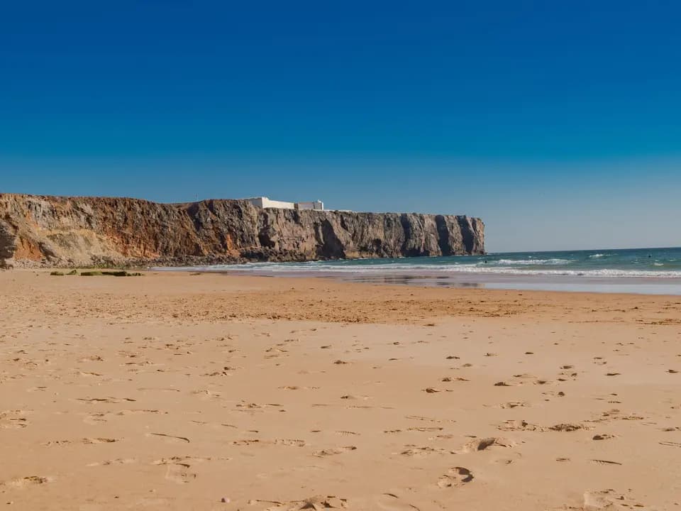 Golden cliffs and a sheltered beach at Lagos on the Algarve
