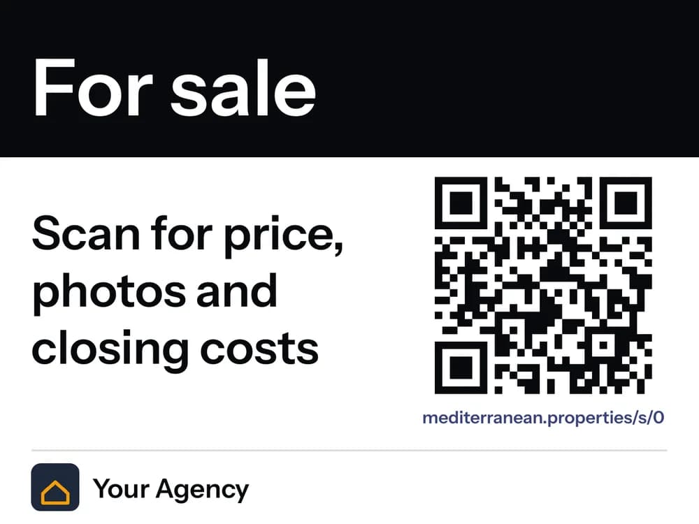 The same yard sign with a dark band, signed with a sample agency's logo and name